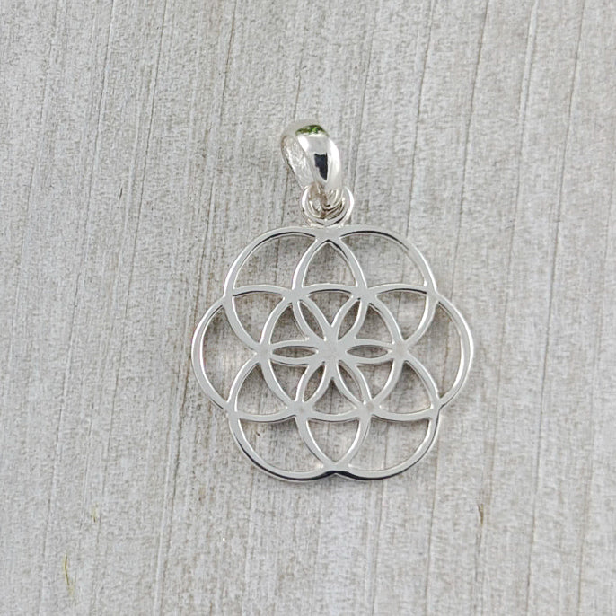 Delicate Flower of Life Pendant, Sterling Silver