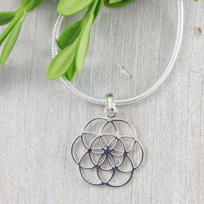 Delicate Flower of Life Pendant in Sterling Silver