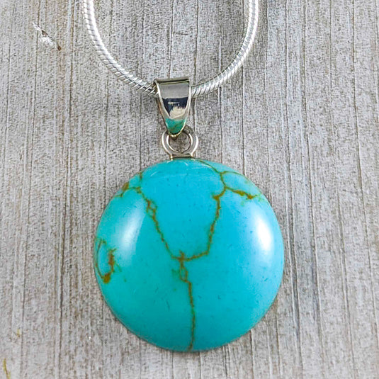 Turquoise Curved Pendant, Sterling Silver