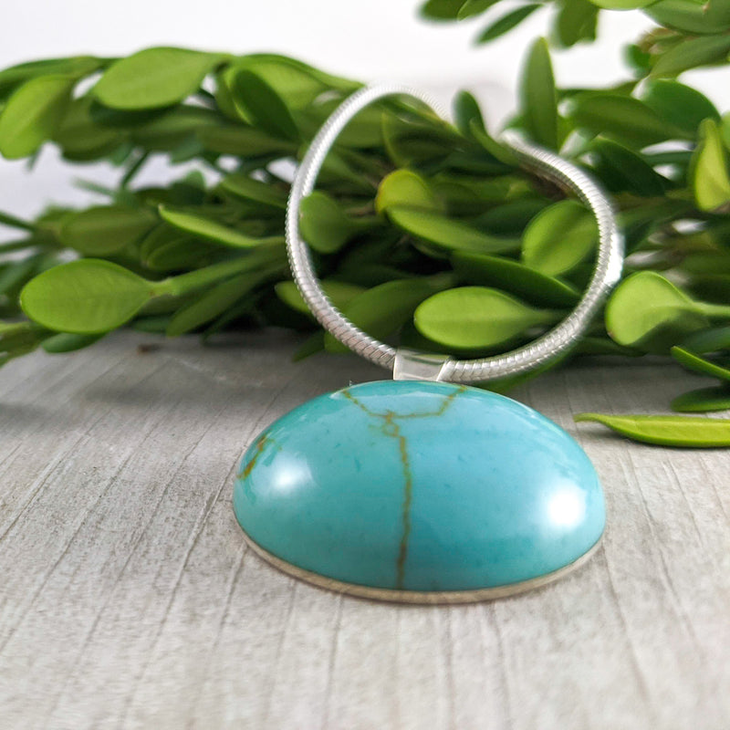 Load image into Gallery viewer, Turquoise Curved Pendant, Sterling Silver
