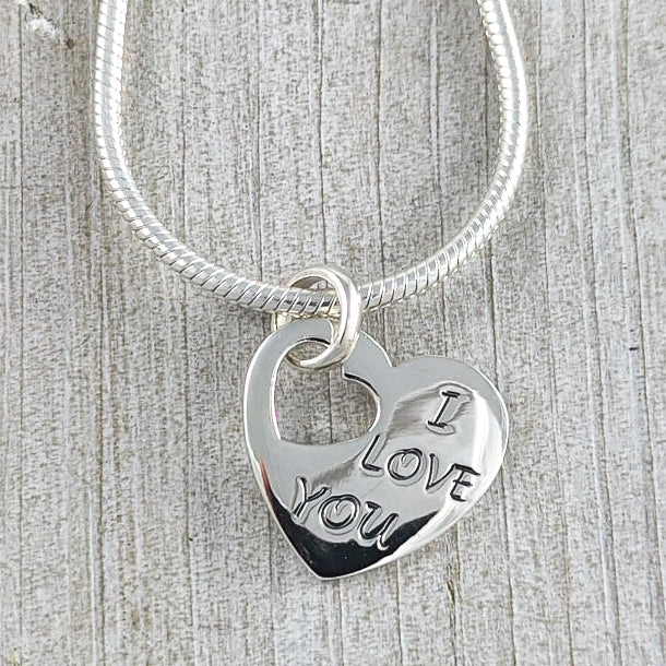 I Love You Heart Pendant, Sterling Silver