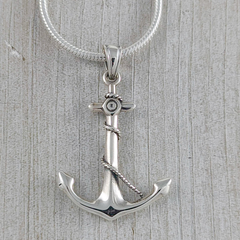 Load image into Gallery viewer, Steadfast Anchor Necklace in Sterling Silver
