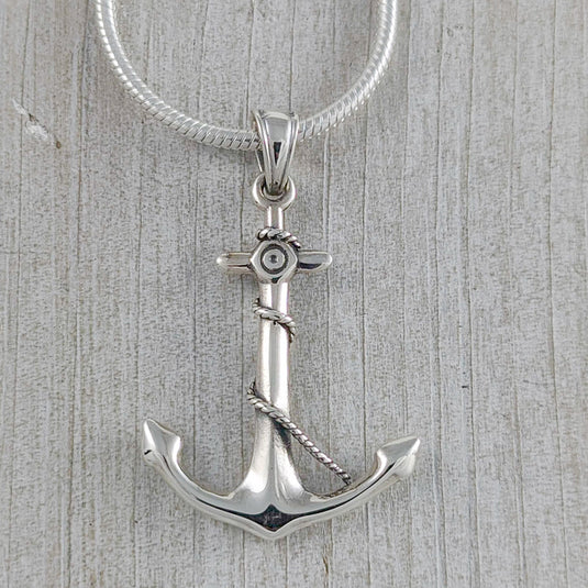 Roped Anchor Pendant, Sterling Silver