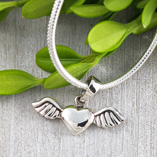 Heart with Wings Pendant, Sterling Silver