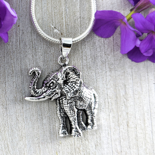 Life-like Elephant Pendant, Sterling Silver