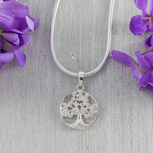 Curly Tree of Life Pendant, Sterling Silver