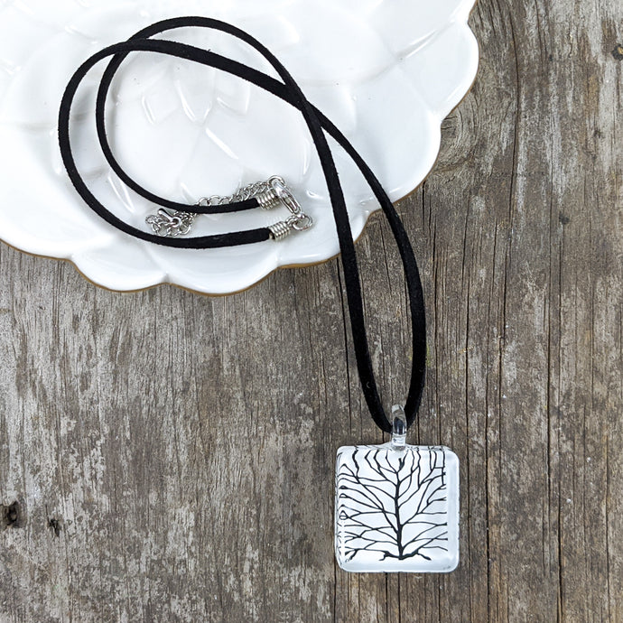 Glass Necklace : White Tree