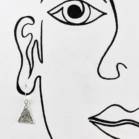 Triangle Celtic Knot Earrings, Sterling Silver