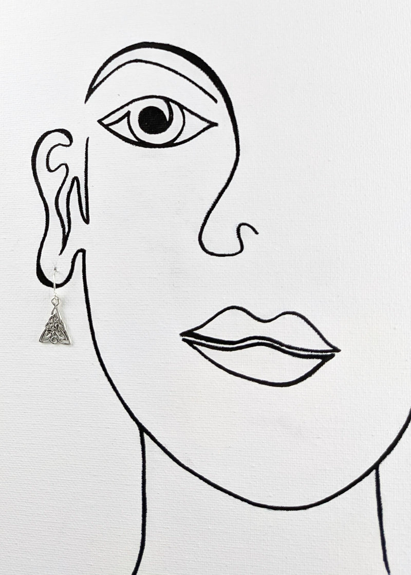 Load image into Gallery viewer, Triangle Celtic Knot Earrings, Sterling Silver
