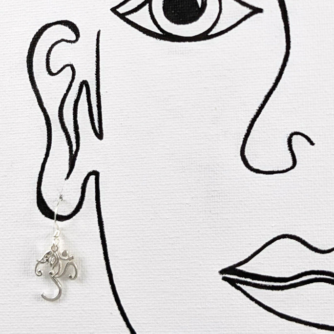 Load image into Gallery viewer, Elephant Om Earrings in Sterling Silver
