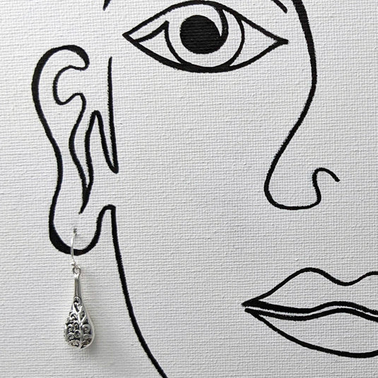 Detailed Filigree Teardrop Earrings, Sterling Silver