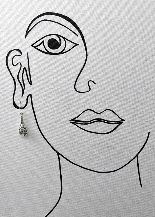 Detailed Filigree Teardrop Earrings in Sterling Silver