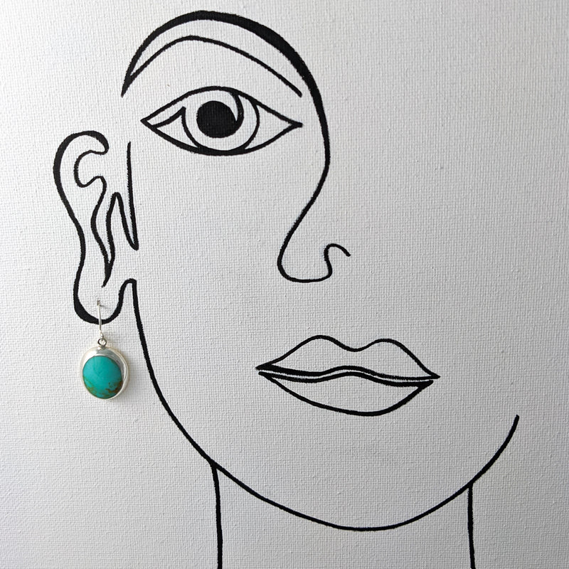 Load image into Gallery viewer, Oval Turquoise Earrings, Sterling Silver
