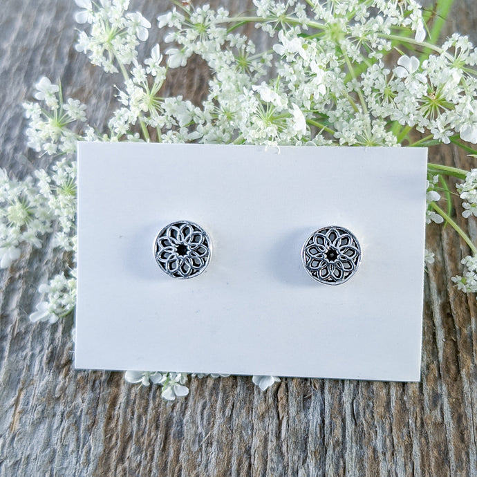 Silver Flower Stud Earrings in Sterling Silver