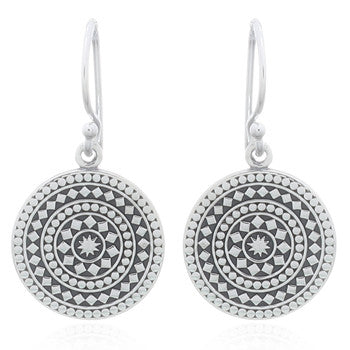 Bohemian Mandala Earrings, Sterling Silver