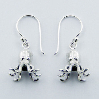 Octopus Earrings, Sterling Silver