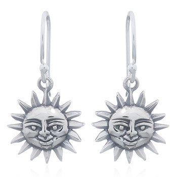 Smiling Sun Earrings, Sterling Silver
