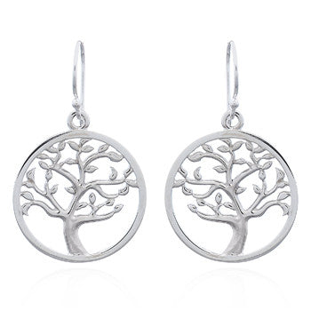 Full Bloom Tree of Life Earrings, Sterling Silver