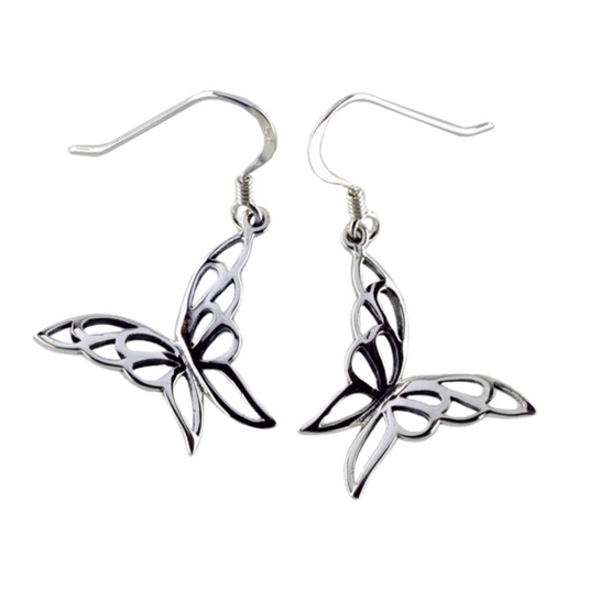 Stencil Butterfly Earrings, Sterling Silver