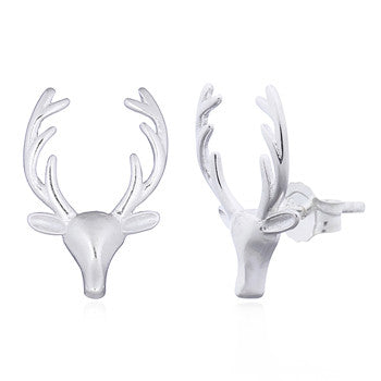 Load image into Gallery viewer, Deer Head Stud Earrings, Sterling Silver
