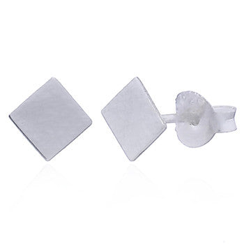 Small Square Stud Earrings (4mm), Sterling Silver