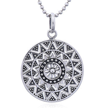 Sun Mandala Pendant, Sterling Silver