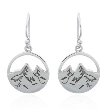 Load image into Gallery viewer, The Mountains Are Calling Earrings (open), Sterling Silver
