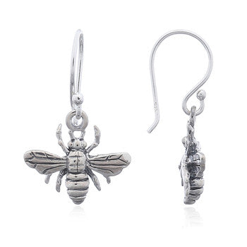 Load image into Gallery viewer, Bumble Bee Dangle Earrings in Sterling Silver
