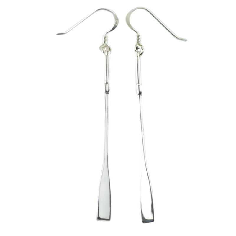 Load image into Gallery viewer, Long Paddle Earrings in Sterling Silver
