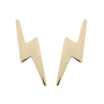Load image into Gallery viewer, Thunderbolt Stud Earrings, Gold Plated
