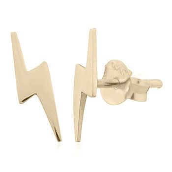 Load image into Gallery viewer, Thunderbolt Stud Earrings, Gold Plated

