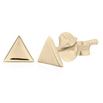 Tiny Triangle Stud Earrings, Gold Plated Sterling Silver