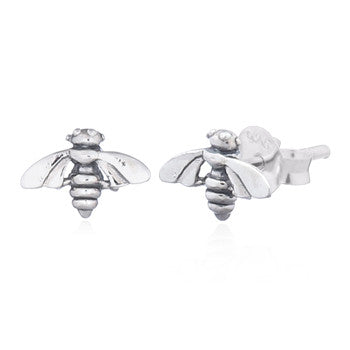 Little Honey Bee Stud Earrings in Sterling Silver