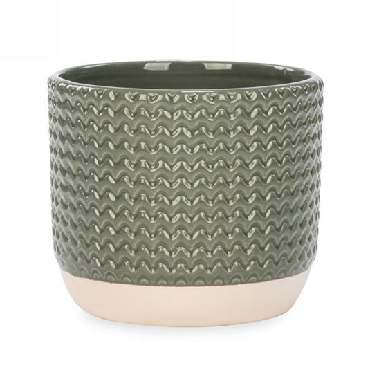 Ceramic Planter: Sage Green with Texture