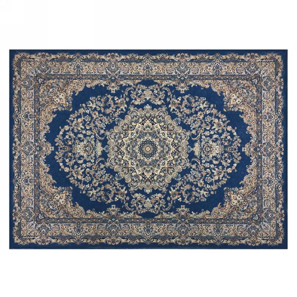 Classic Floral Print Rug in Navy