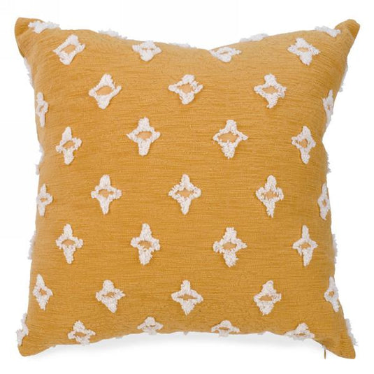 Cushion with Tufted Accents in Mustard Yellow