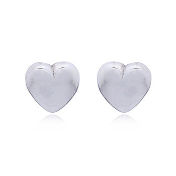 Little Chubby Heart Stud Earrings in Sterling Silver