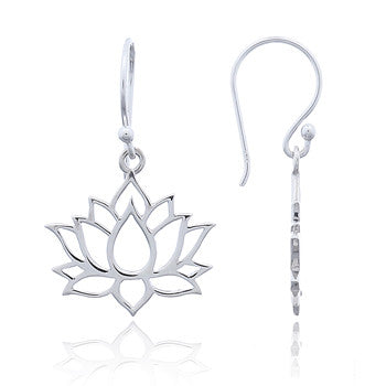 Load image into Gallery viewer, Lotus Flower Earrings in Sterling Silver
