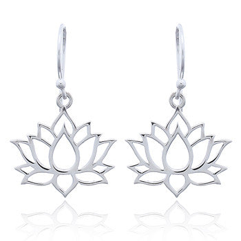 Lotus Flower Earrings in Sterling Silver