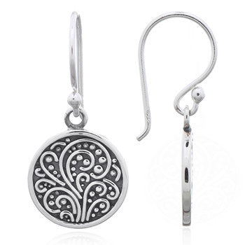Load image into Gallery viewer, Blowing Wind Medallion Earrings in Sterling Silver
