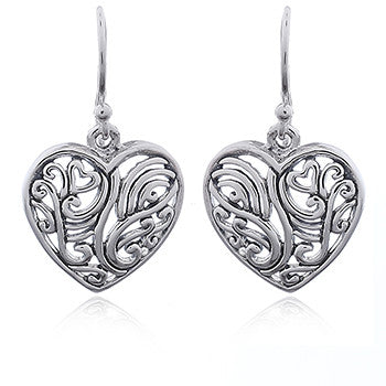 Flowing Heart Earrings in Sterling Silver