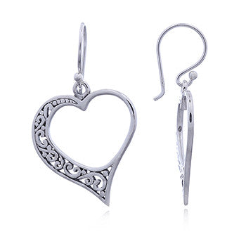 Load image into Gallery viewer, Vintage Heart Earrings in Sterling Silver
