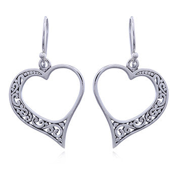Vintage Heart Earrings in Sterling Silver