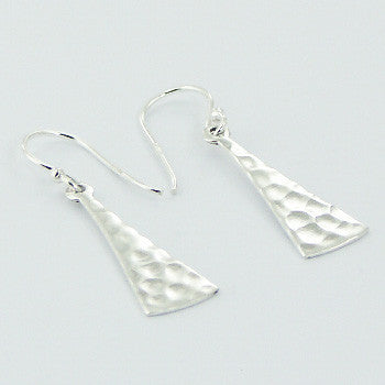 Hammered Triangle Earrings in Sterling Silver