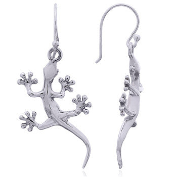 Sleek Gecko Earrings in Sterling Silver