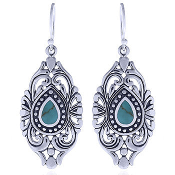 Load image into Gallery viewer, Vintage-look Earrings in Turquoise and Sterling Silver
