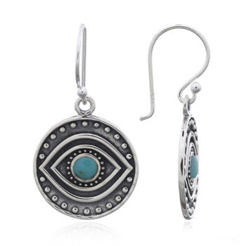 Load image into Gallery viewer, Watching Eye Earrings in Turquoise and Sterling Silver
