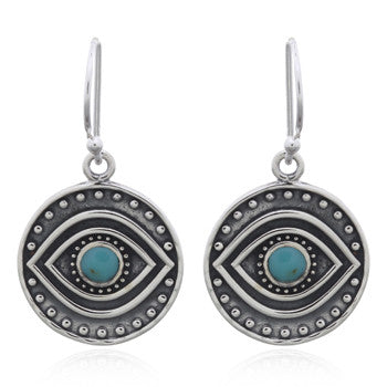 Watching Eye Earrings in Turquoise and Sterling Silver
