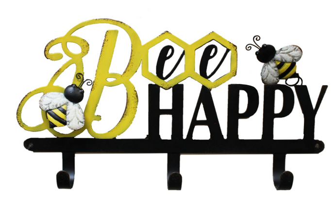 Bee Happy Wall Hooks