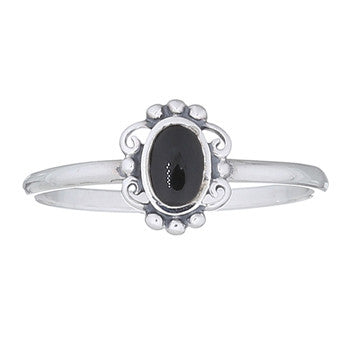 Antique Black Mirror Ring in Sterling Silver